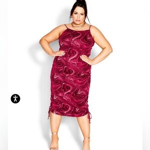 City chic 3 date night whirl wind pink   midi dress 22/xL whimsigoth Far…